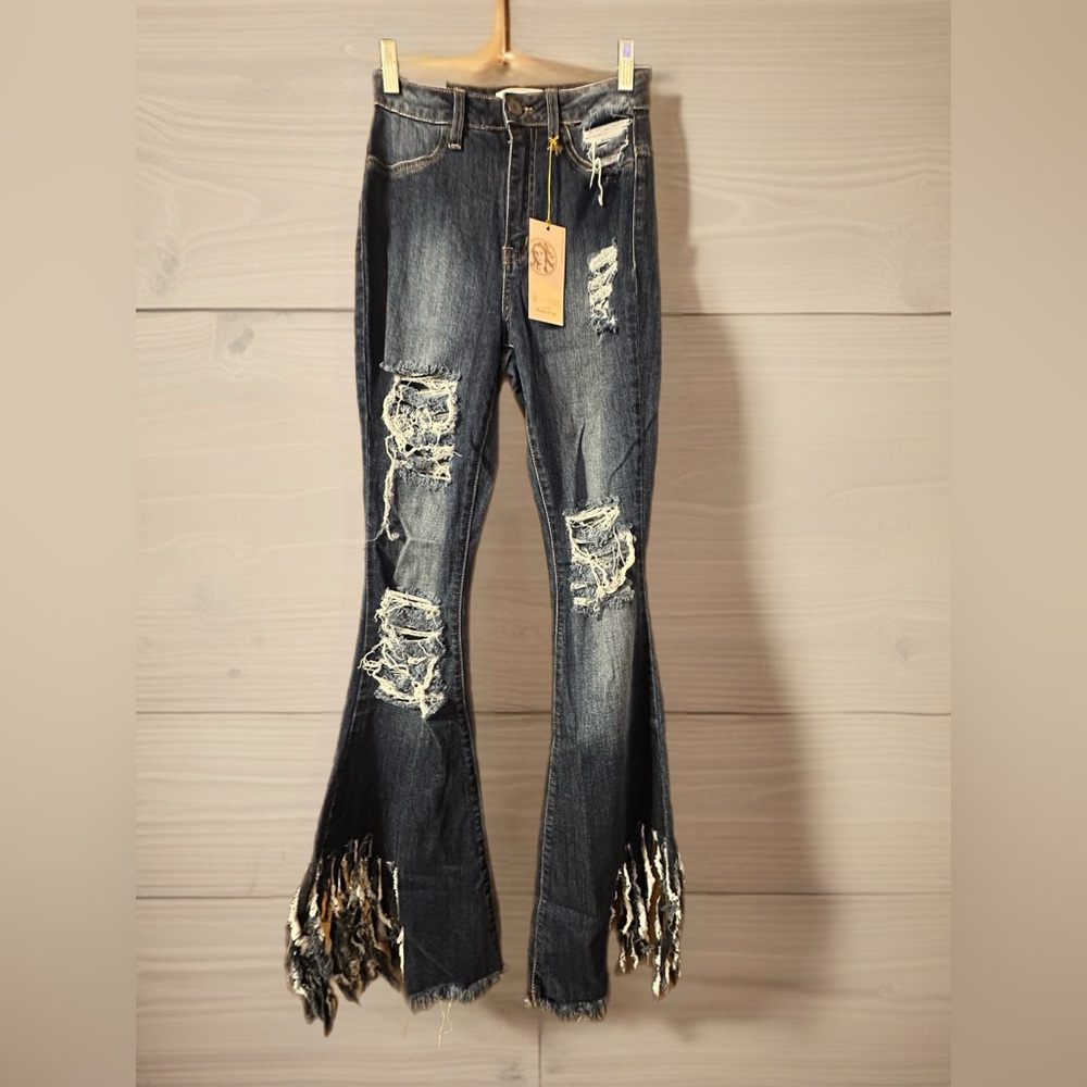 APHRODITE Distressed Flare Jeans